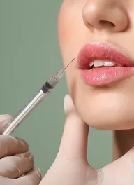 doing a lip injection to a woman's lips