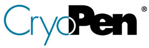the blue black and white Cryopen registered logo