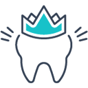 a graphic drawn image of a cleaned 'crowned' tooth
