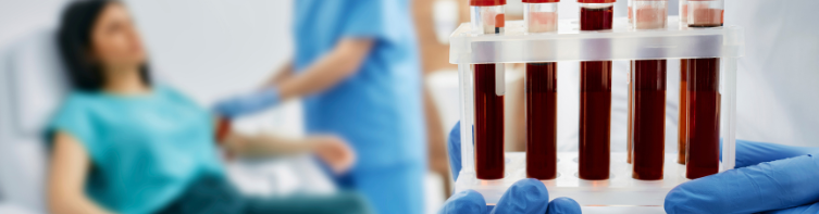 clinical blood testing with blood samples in test tubes