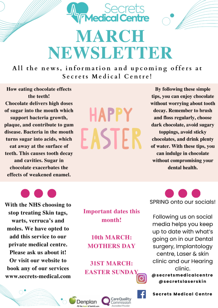 a Secrets Medical Centre March newsletter for Easter season