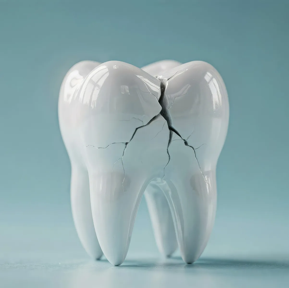 3D model of a cracked white molar tooth